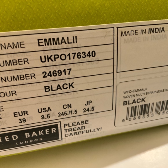 Ted Baker Emalia Gold Leather Slides Braided Straps Sandals Block Heel Mule Pump - Picture 4 of 9